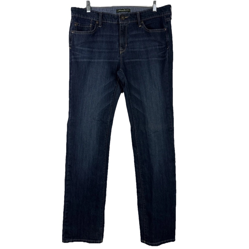 Eddie Bauer Jeans Womens 10 Denim Mid-Rise Straight Leg (34x30) Dark Wash